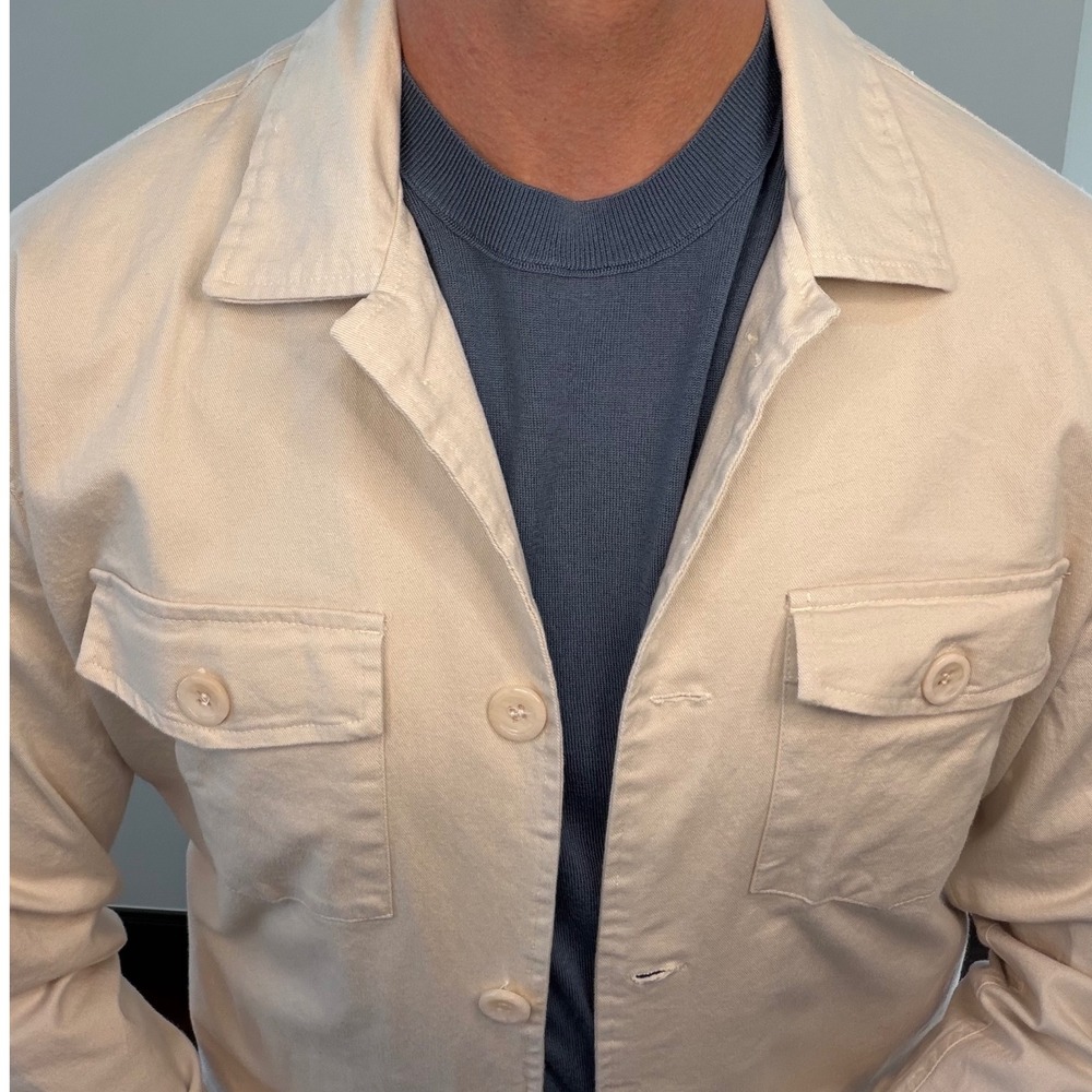 WYR | Men's Core Twill Utility Shirt Jacket | Ecru | Size Medium | NWT